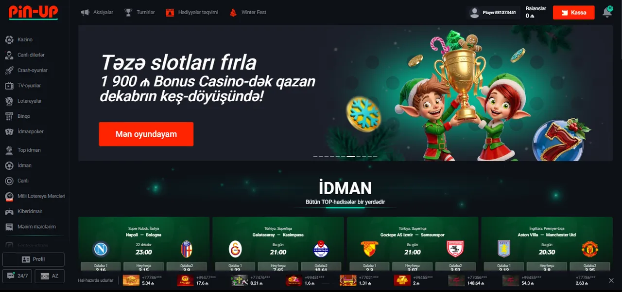 Pin Up Casino yüklə — tətbiqdaxili imkanlar